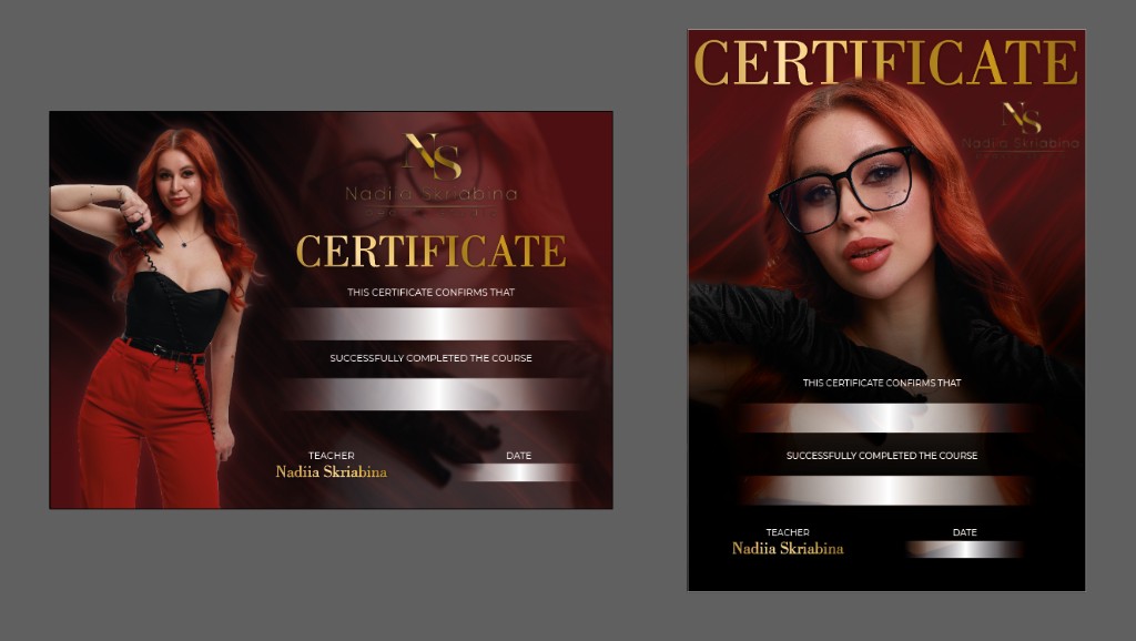 Certyfikat ukończenia szkolenia N.S. Beauty Studio